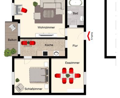 Gut geschnittene Wohnung mit Balkon und Stellplatz